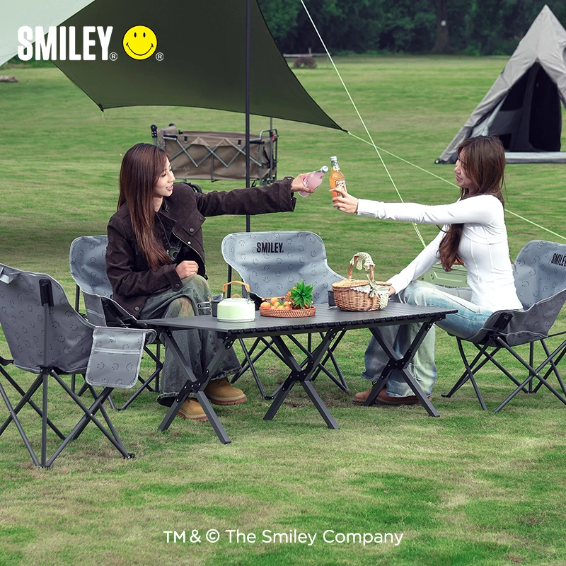 SMILEY/微笑宝贝户外折叠桌子野营蛋卷桌便携式野餐桌椅套装露营