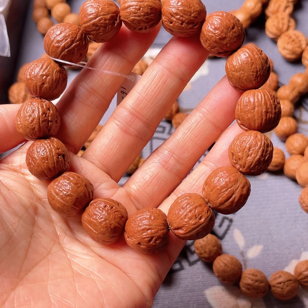 文玩核桃手串边16肚17高16红皮光头