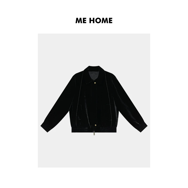 ME【丝绒夹克】设计师 黑色夏季新款高定百搭休闲女士外套 MEQC1253