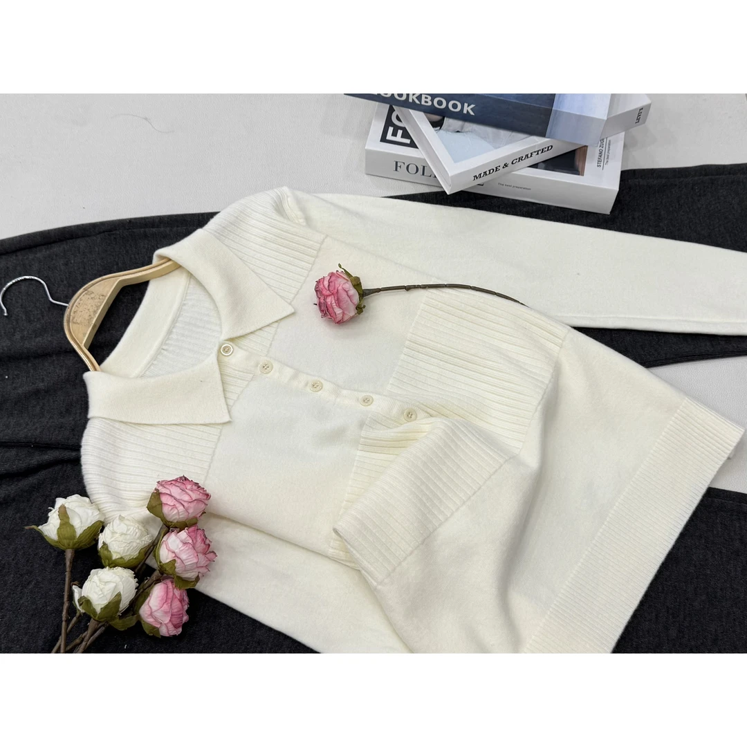 【杏色翻领套头】早秋新款时尚短袖针织上衣QC5389