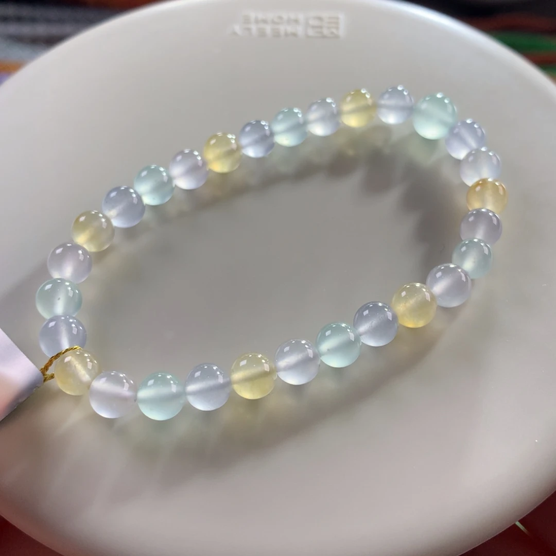 翡翠未镶嵌手链翡翠玻璃钢马卡龙卡5.90～6.80+