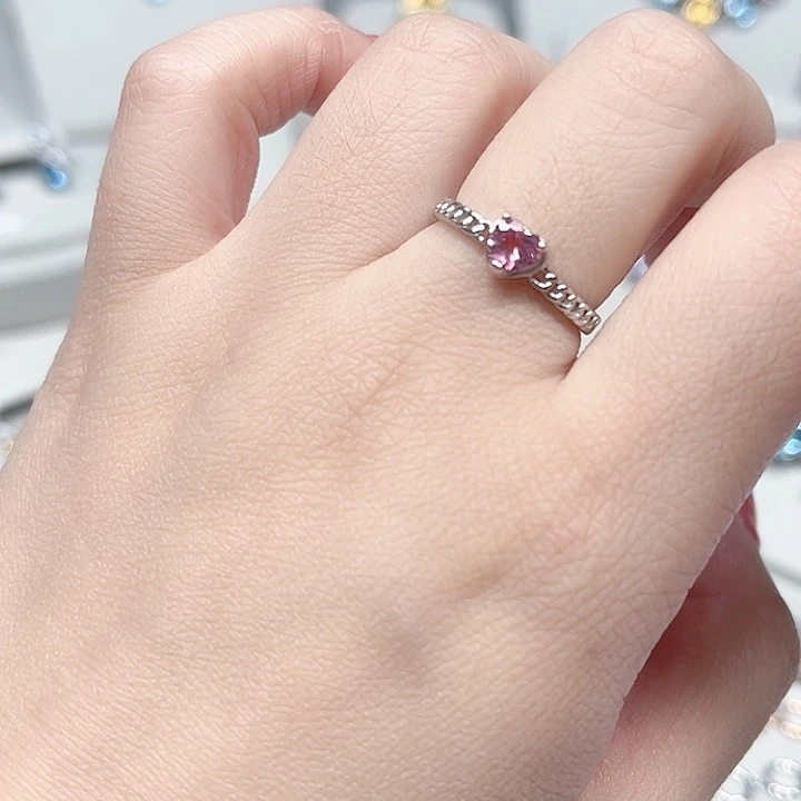 碧玺戒指银S925镶嵌戒指