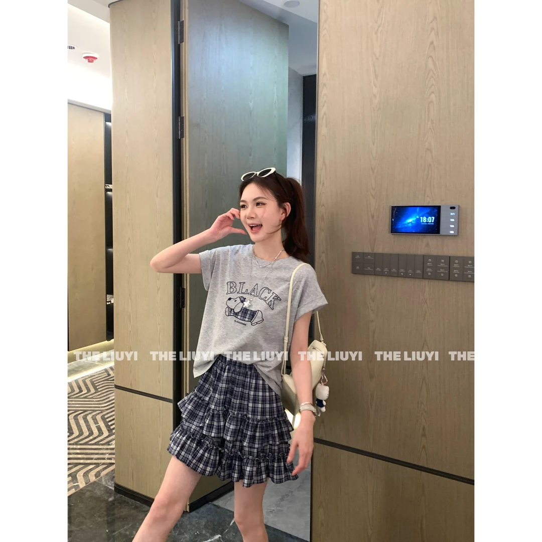 【LIUYI】夏季字母圆领小狗T恤54206