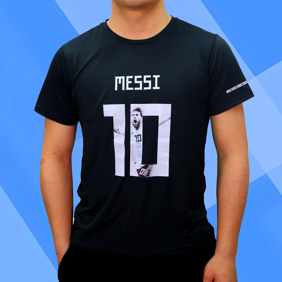 MESSI10 梅西球迷必备速干T恤包邮上衣男士运动夏季透气圆领大码