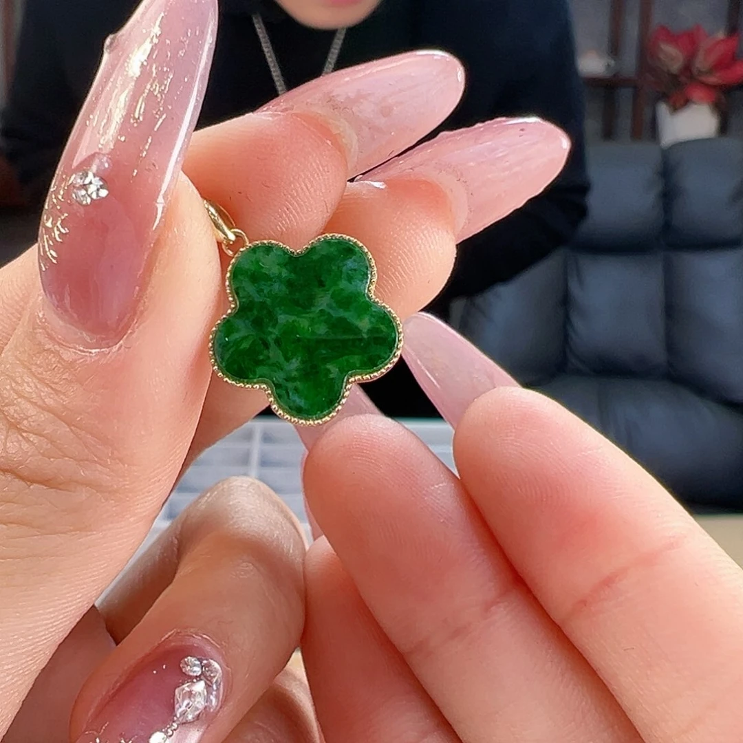 翡翠吊坠(不含链)18K金镶嵌吊坠56