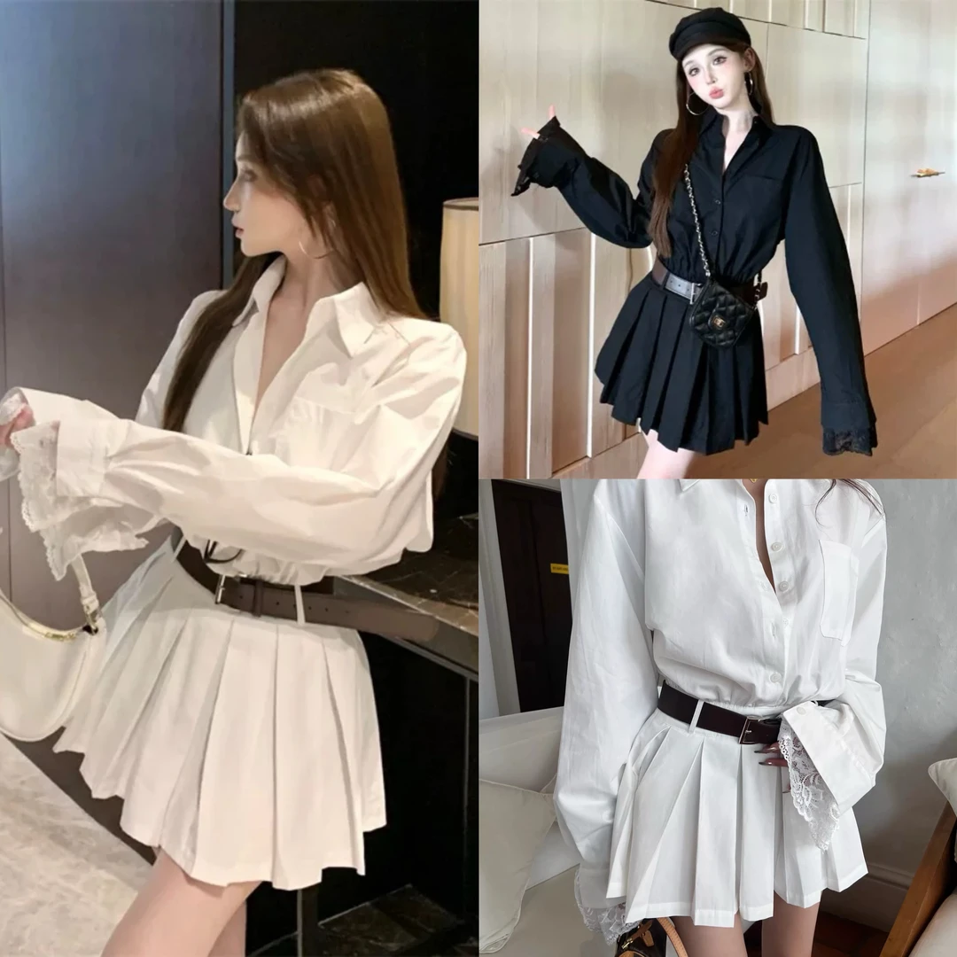 宋美人【法式烂漫】大码新款显瘦女人味性感衬衫连衣裙2991