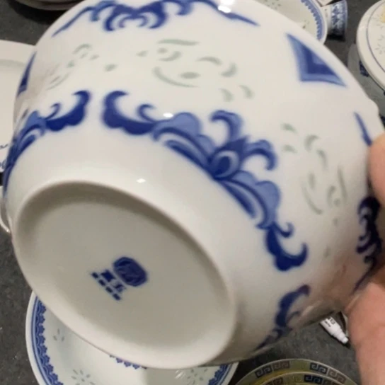 瓷片陶瓷陶瓷7英寸青花玲珑