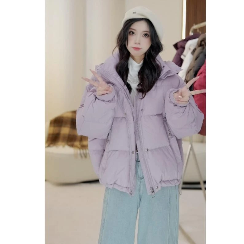 新款羽绒服女网红短款时尚潮流休闲百搭冬季保暖连帽外套简约通勤