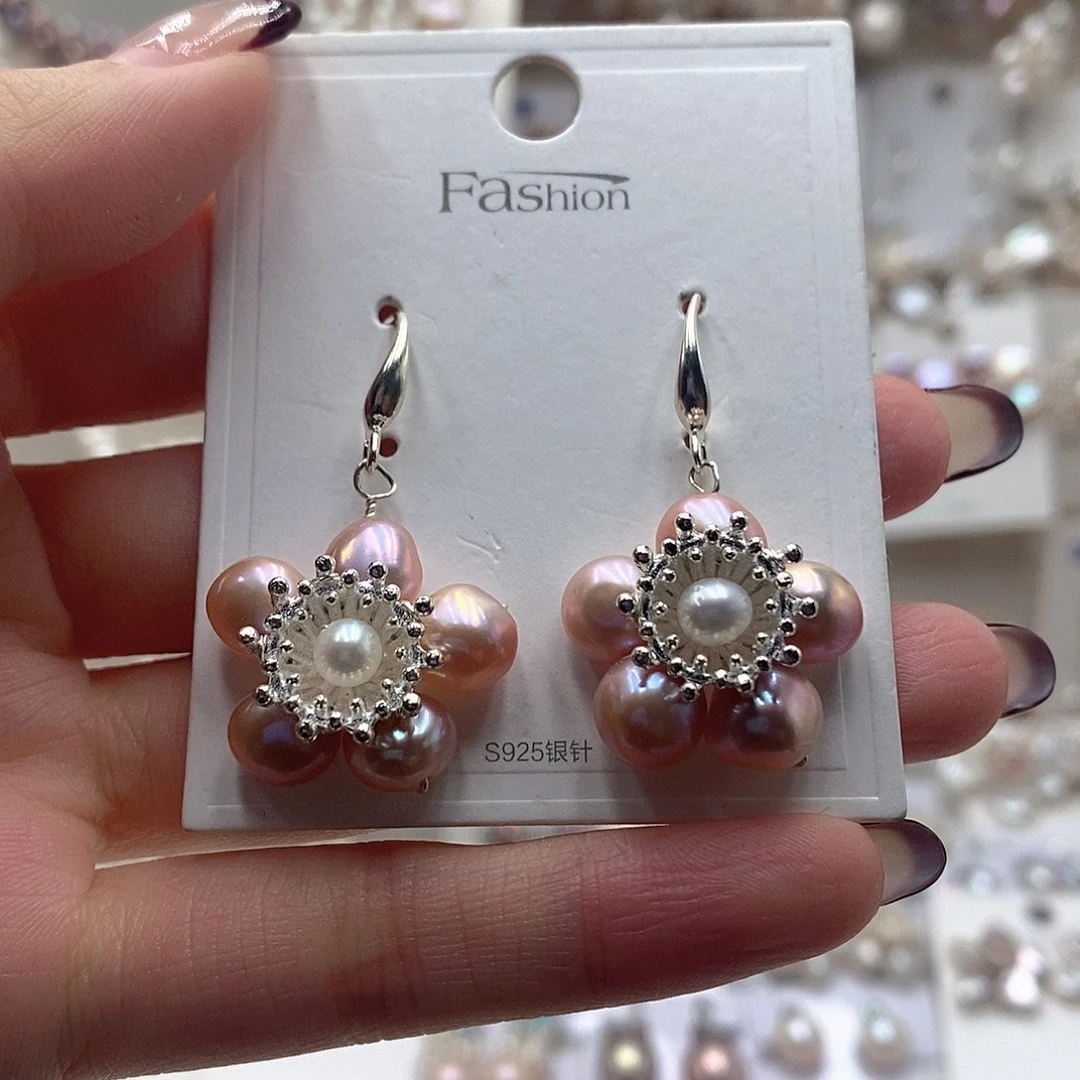 淡水珍珠耳饰银S925镶嵌