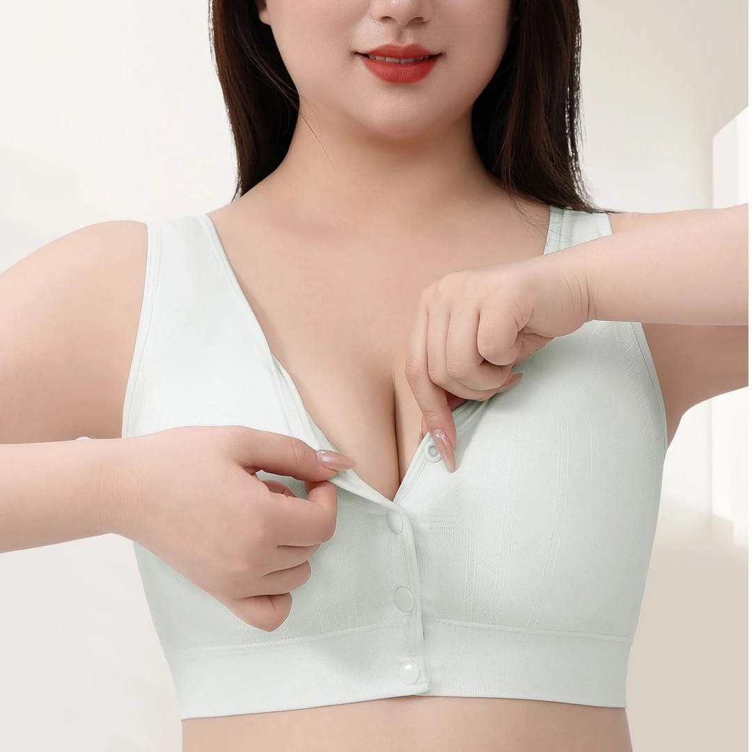 【小伍专属】中老年120-160斤宽肩带前开扣大胸内衣收副乳文胸8025