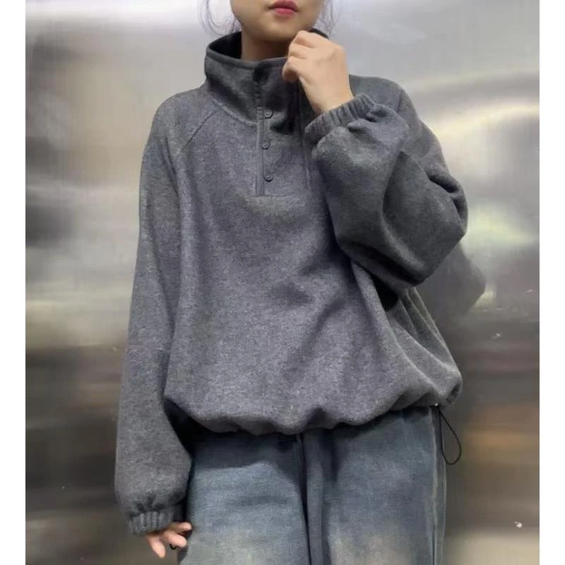 纽扣加绒百搭上衣135568