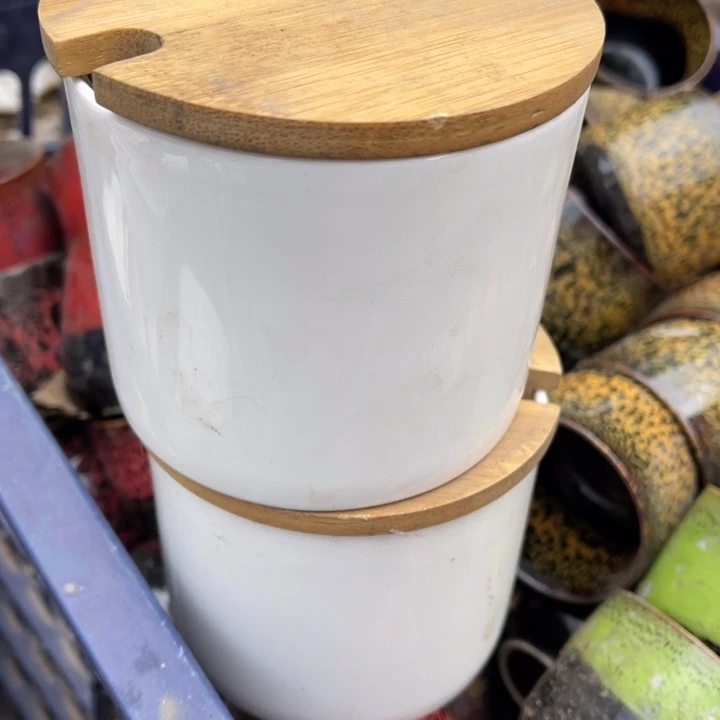 其他瓷直杯子带竹子盖两个