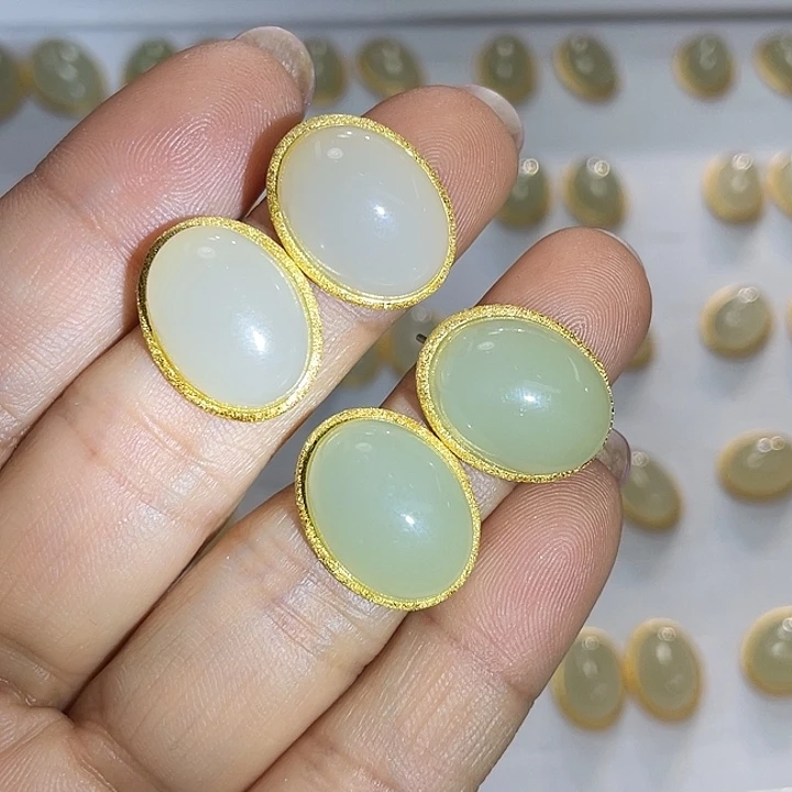 和田玉银S925镶嵌耳饰颜色多样性发货拍一发一