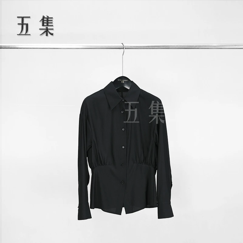 五集 2025春季新款  绵羊毛新款气质百搭收腰款衬衫S6347