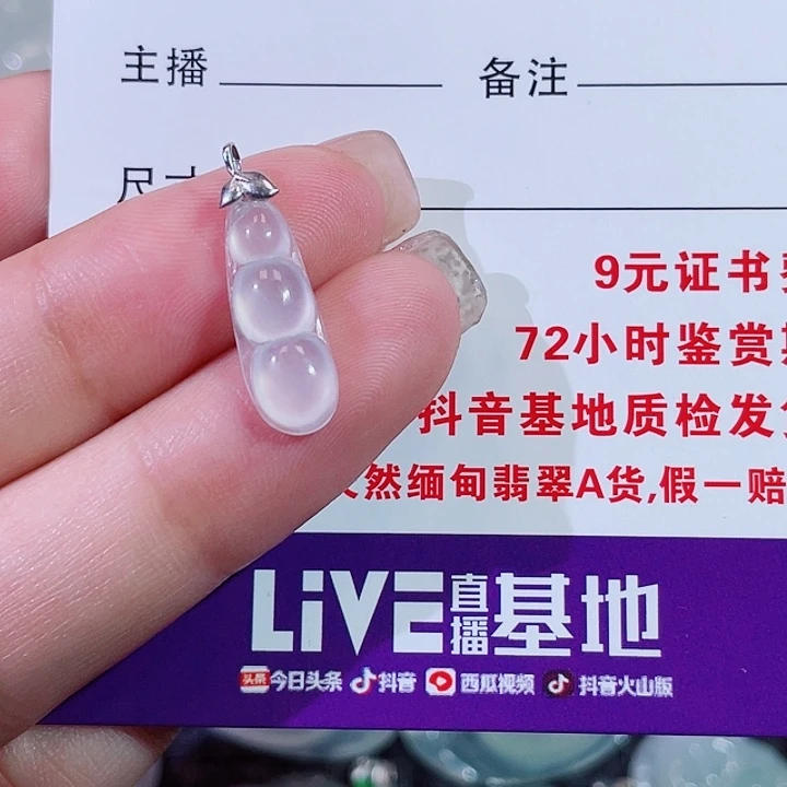 颈饰18K金镶嵌翡翠豆子