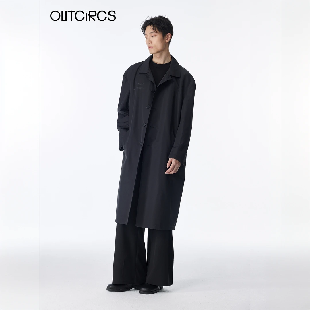 OUTCiRCSLOGO工装翻领员工服秋季新款男女同款风衣时尚休闲外套