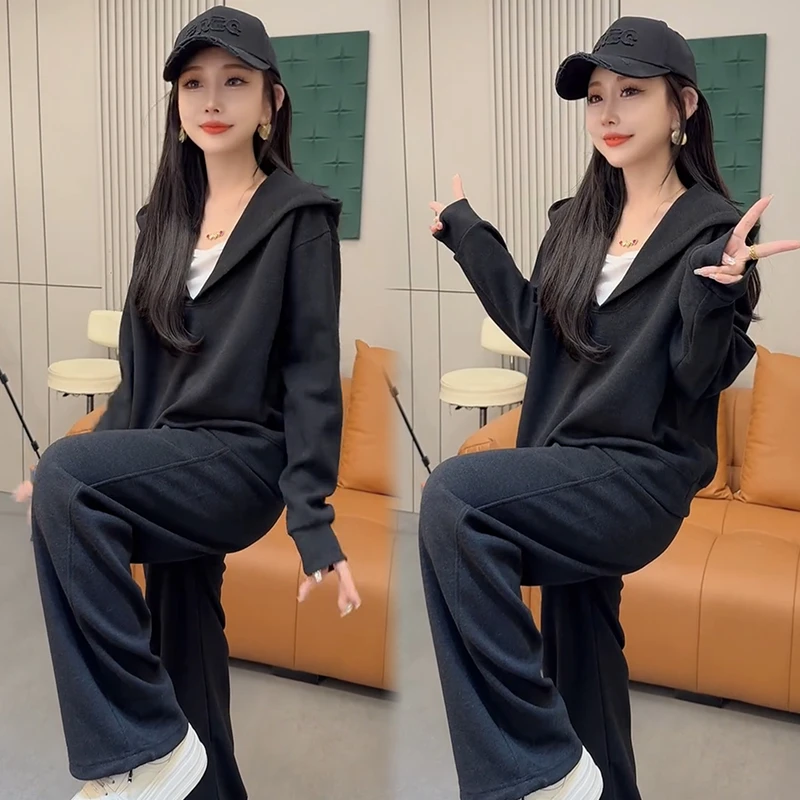 2025秋季新款时尚显瘦气质网红高档洋气套装女高级宽松大码两件套