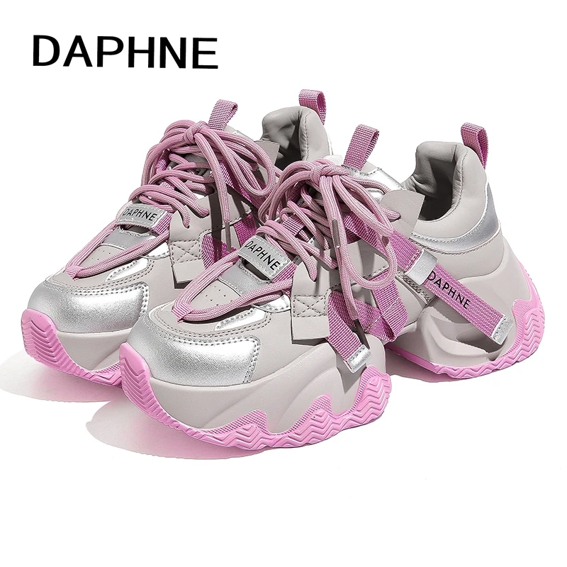 Daphne/达芙妮2025秋冬爆款百搭网红女鞋厚底增高舒适休闲老爹鞋