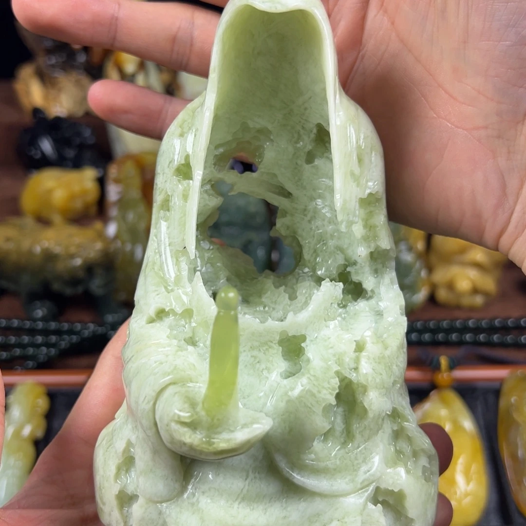 岫玉未镶嵌手把件天然岫玉