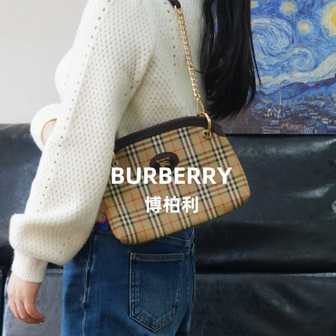 95新 BURBERRY/博柏利 巴宝莉/格纹单肩包/WJ02628002/8002