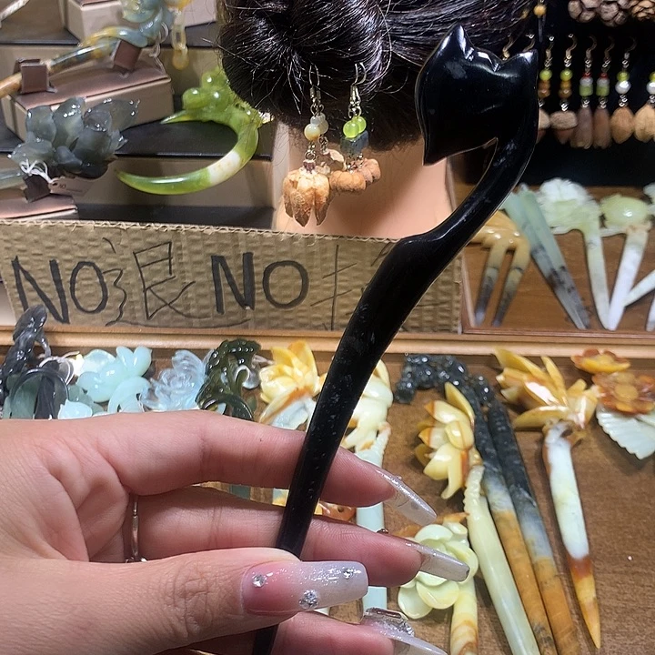 蛇纹石玉合金发饰