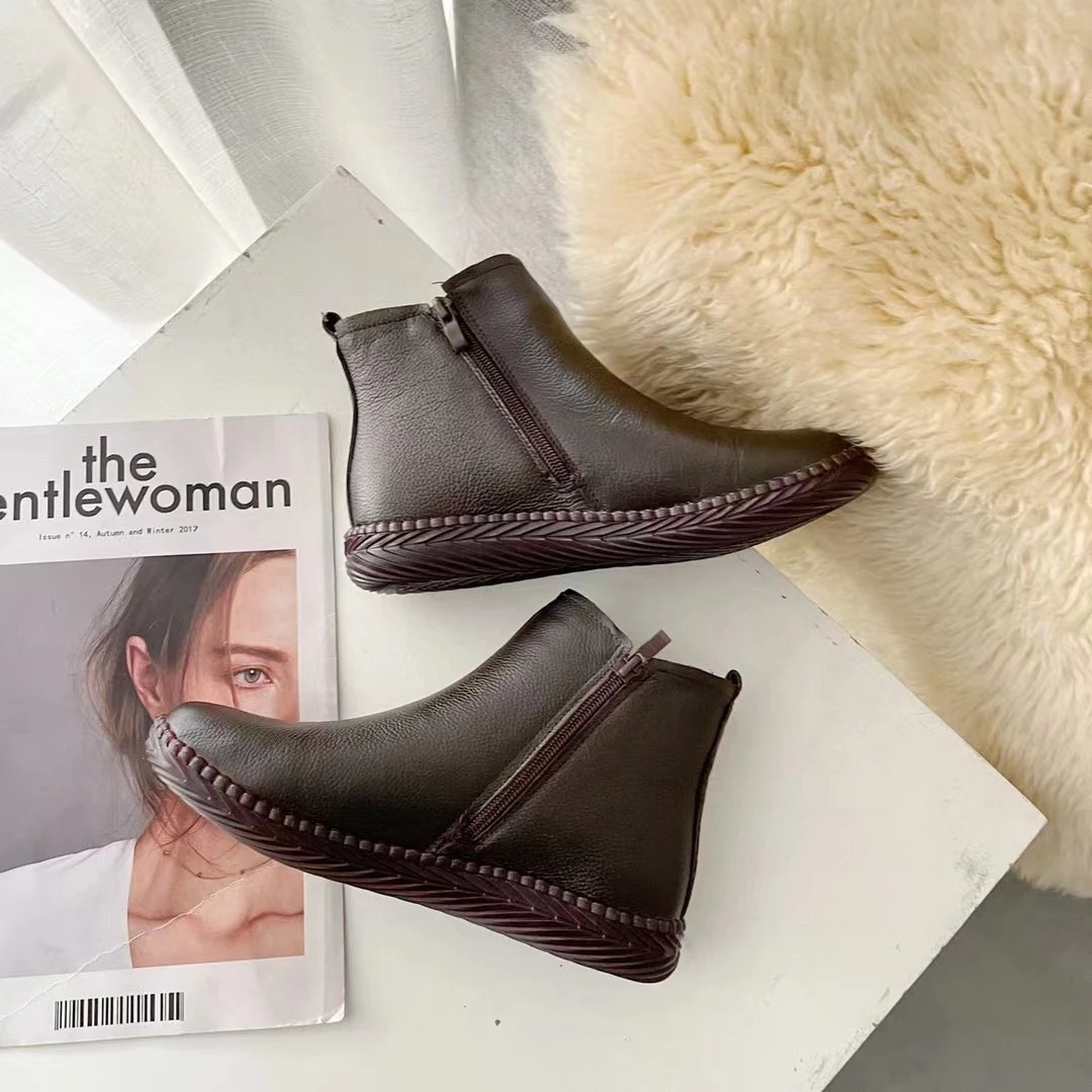 【青春姐专属】平底舒适妈妈鞋冬季加厚保暖马丁靴MX88923