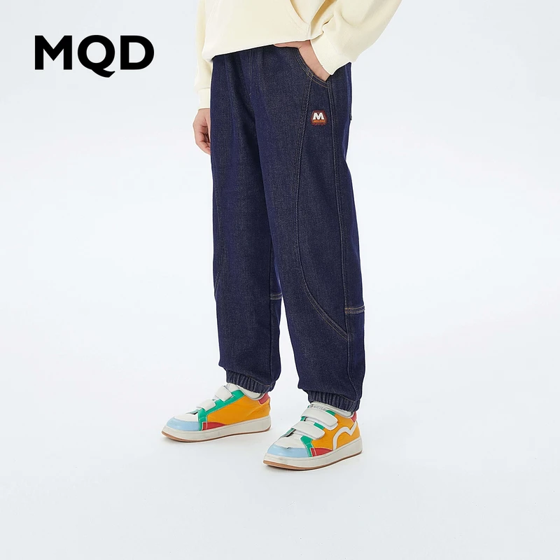 MQD童装儿童冬季新款牛仔裤加厚裤子潮时尚中大童裤子9634W1401