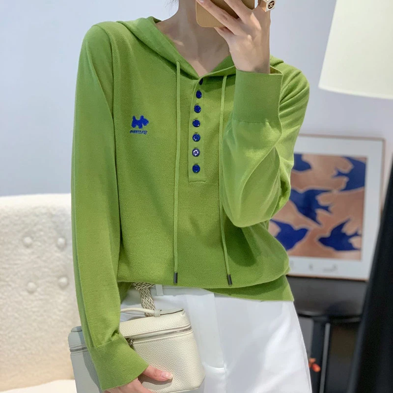 【香嘉怡新品】XJYE3731女士上衣绵羊毛连帽衫套头针织衫百搭时尚