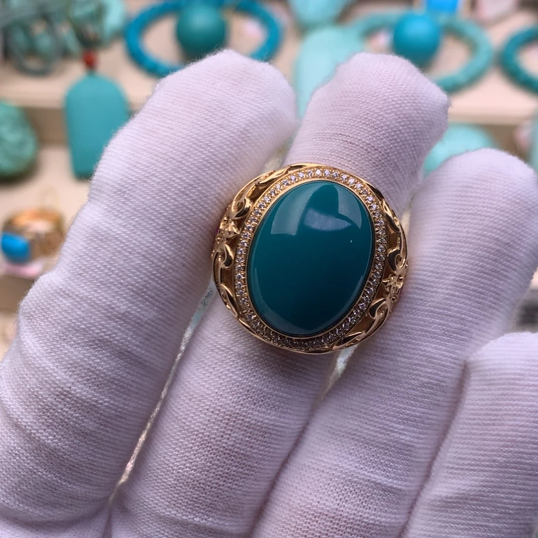 绿松石18K金镶嵌珠宝奇石