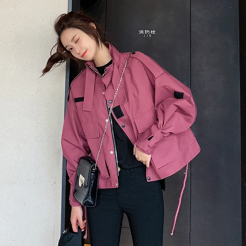 今年流行工装风衣外套女秋季新款宽松显瘦短款韩版棒球服夹克上衣