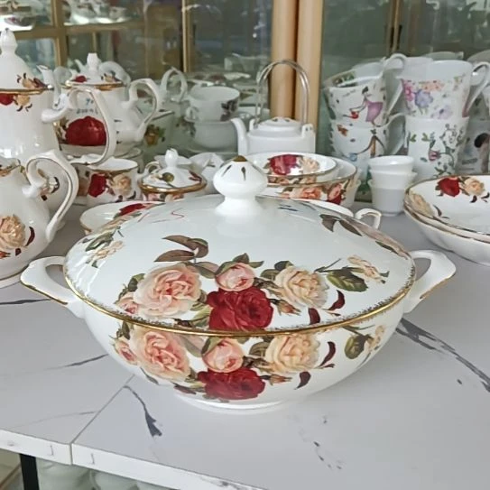 新疆西藏包邮金秋玫瑰手工拍金2200毫升大汤锅