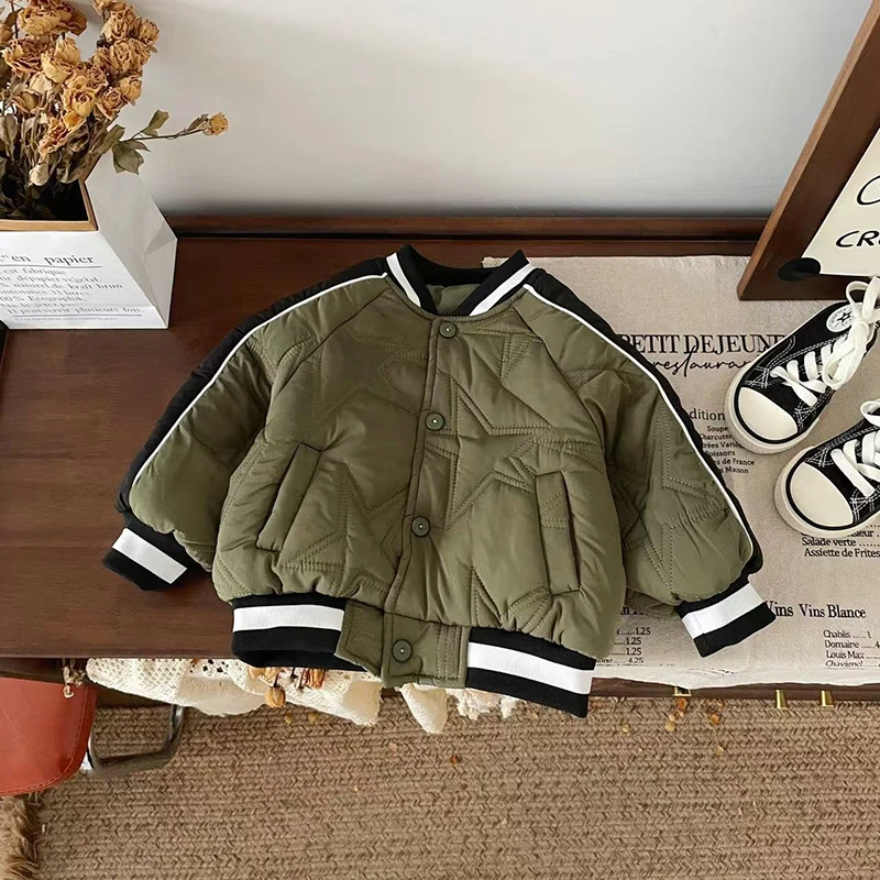 【断码清仓】DW247646冬季新款儿童外套男童宝宝夹棉棒球服棉服