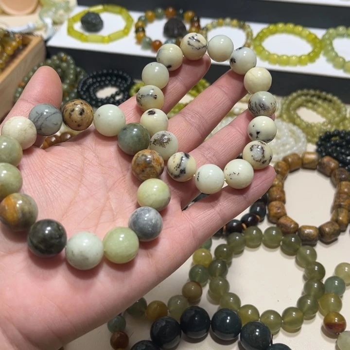 蛇纹石玉未镶嵌手链卡14有纹