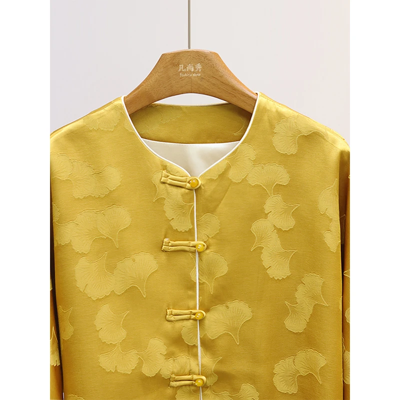 促销新中式国风外套女2025春季新款高级感醋酸缎提花刺绣唐装上衣