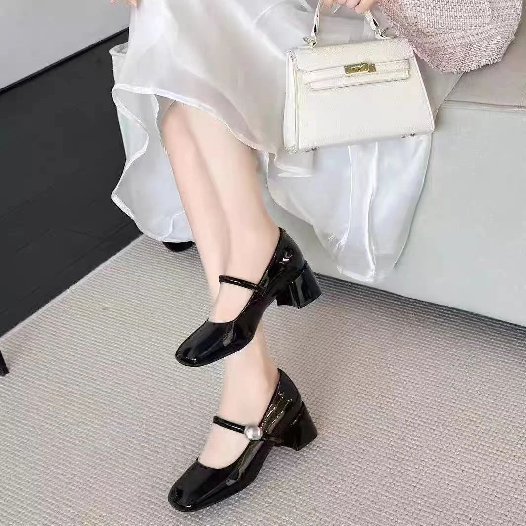 5536-1  新款法式时尚气质粗跟单鞋