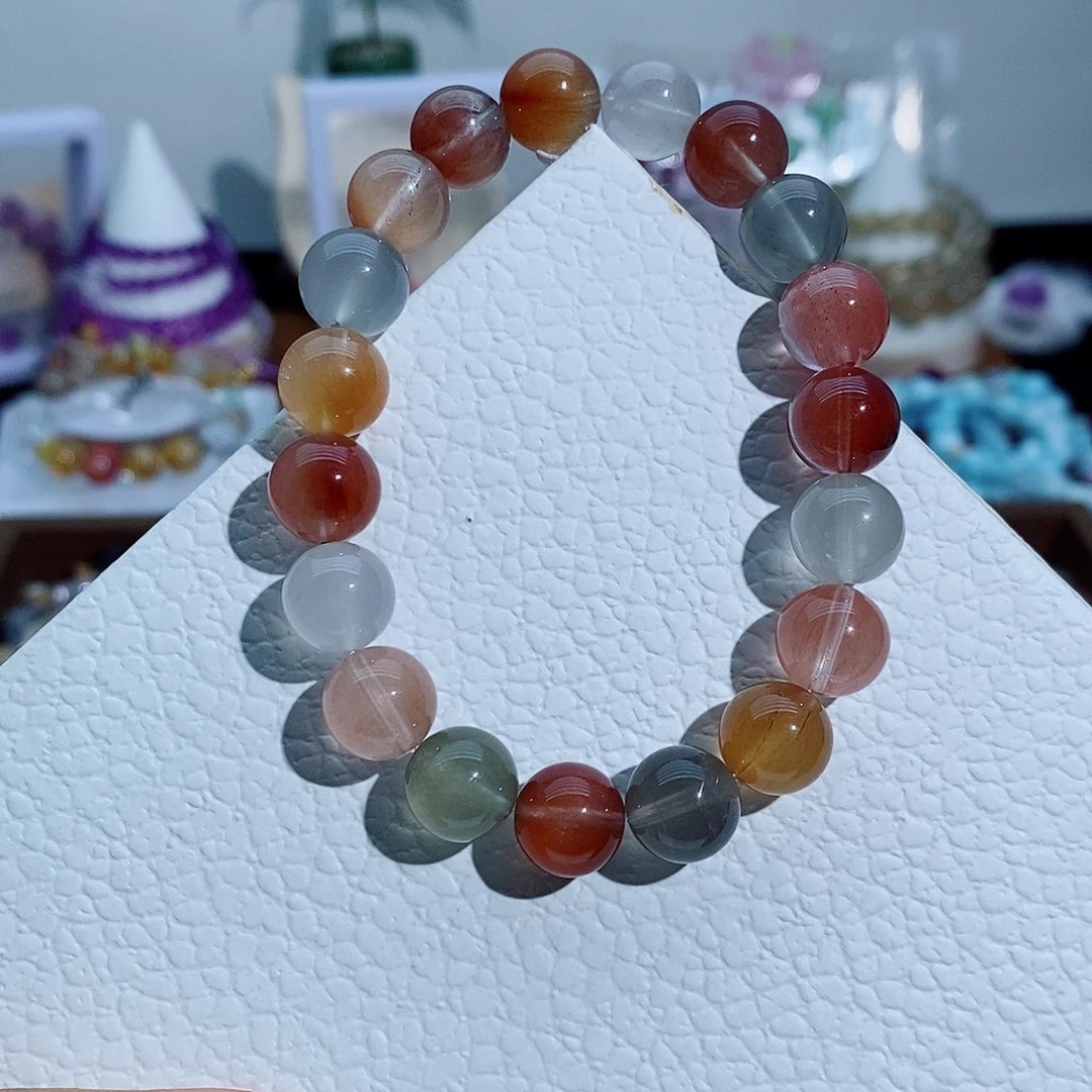 水晶手链未镶嵌天然彩兔毛手串