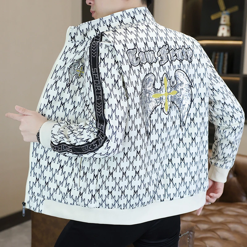 春秋季新款欧版夹克男时尚休闲百搭潮流刺绣韩版短款棒球领外套