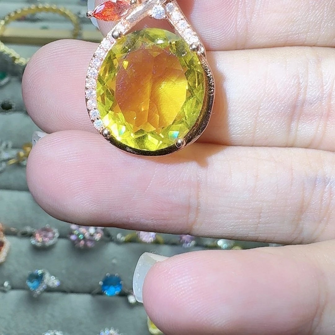 绿水晶戒指银S925镶嵌