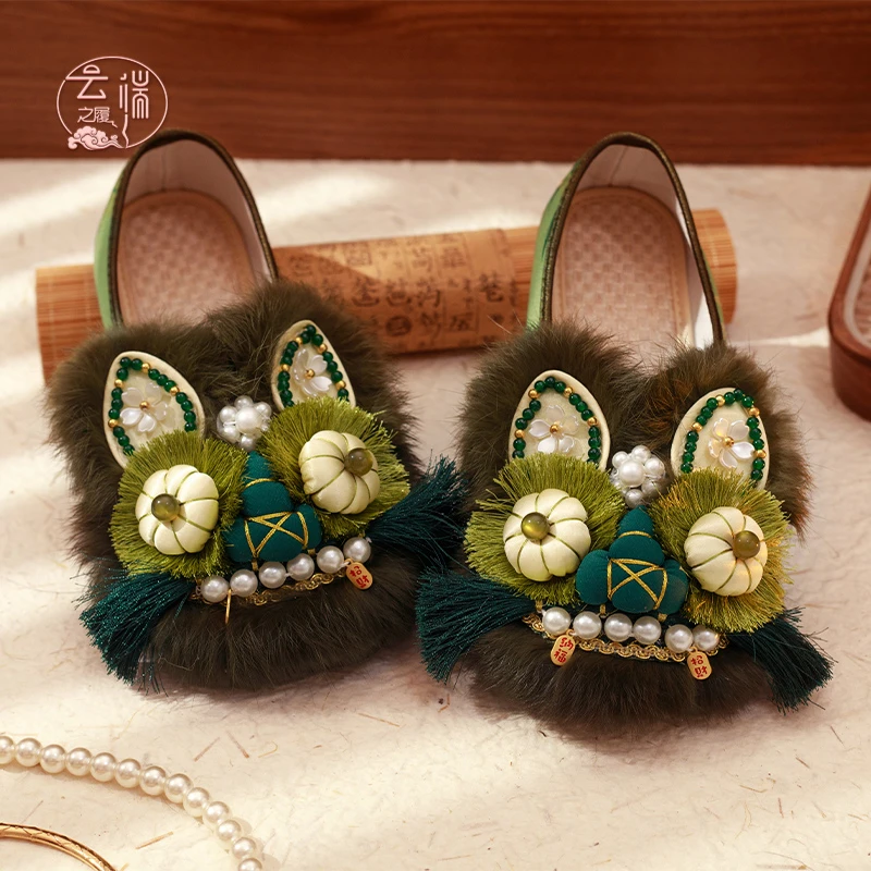 虎头鞋手工复古时尚单鞋刺绣中国风女鞋新款平底中式风老北京布鞋