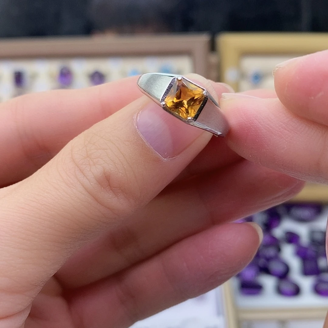 黄晶纯天然无优化黄水晶Q银S925镶嵌代****璐