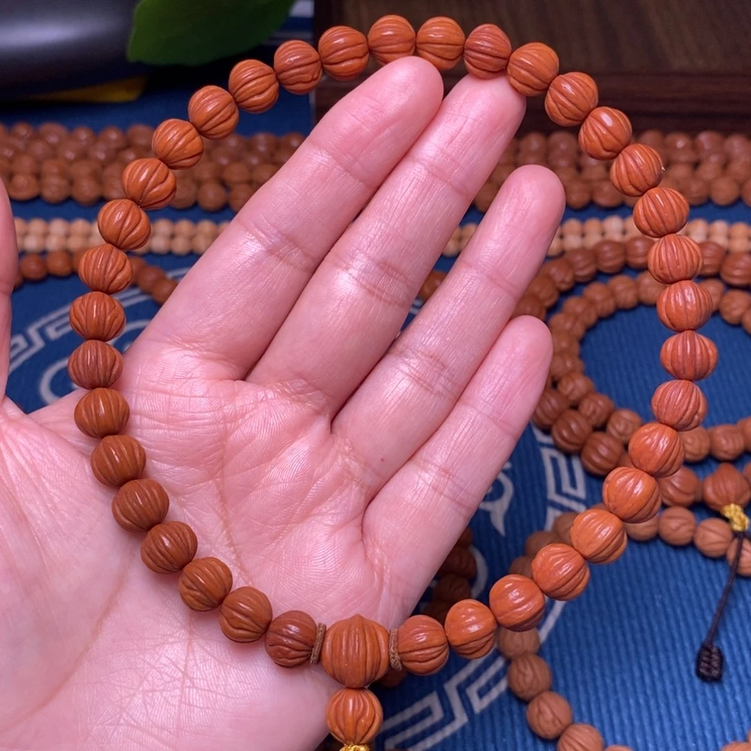 桃核手串9mm野生通天纹8棱文玩桃核手持手串两玩款36颗