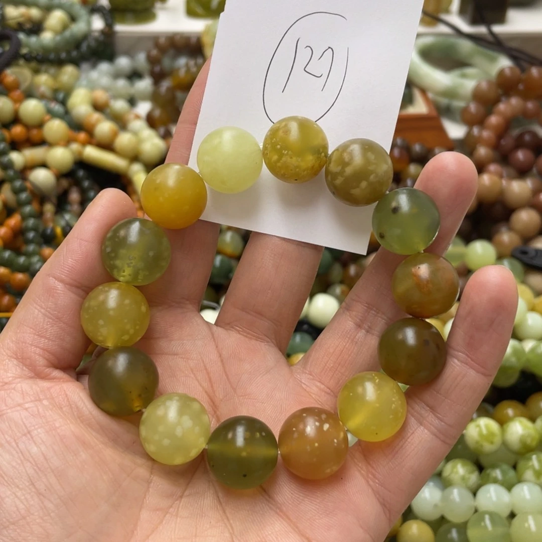 蛇纹石玉手链未镶嵌童***光