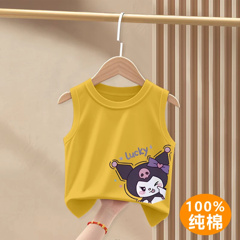 洋气童装女童夏季背心a类纯棉亲肤儿童无袖上衣女孩透气T恤打底衫