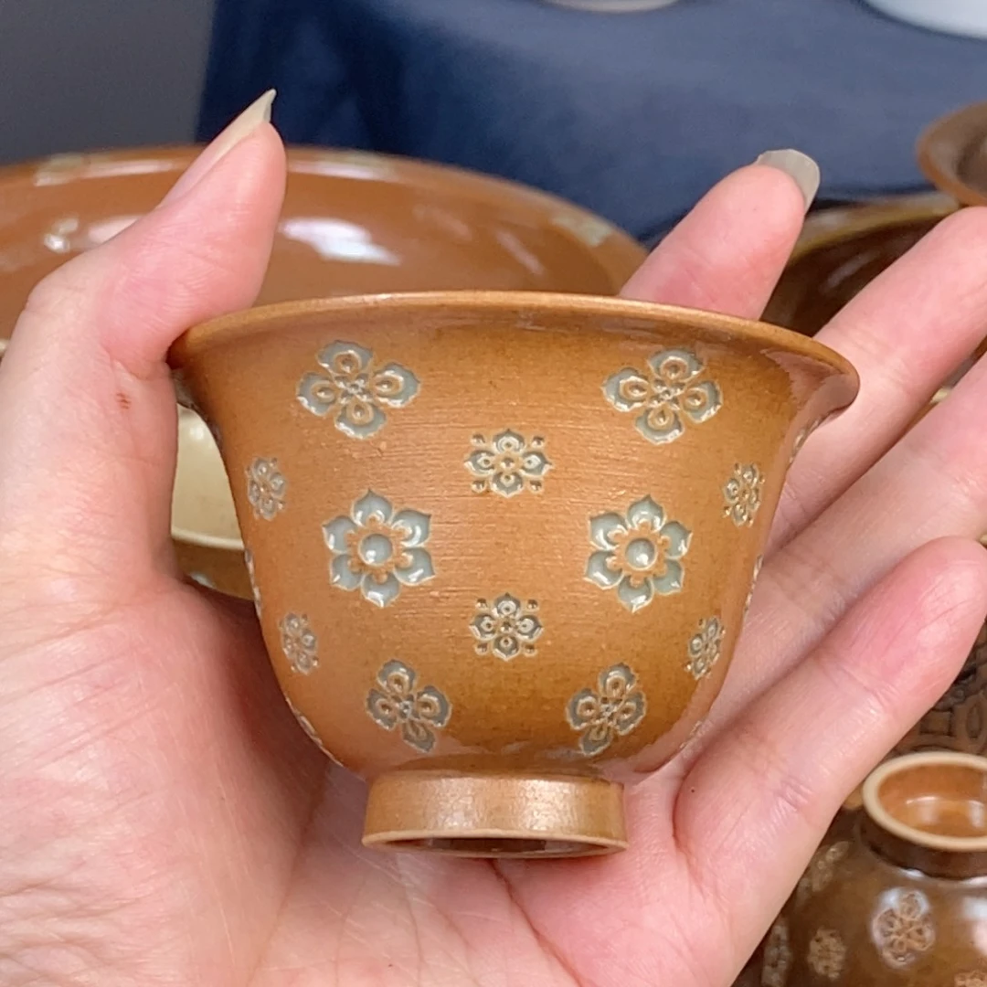微瑕 朱砂胎草木灰宝相花纹