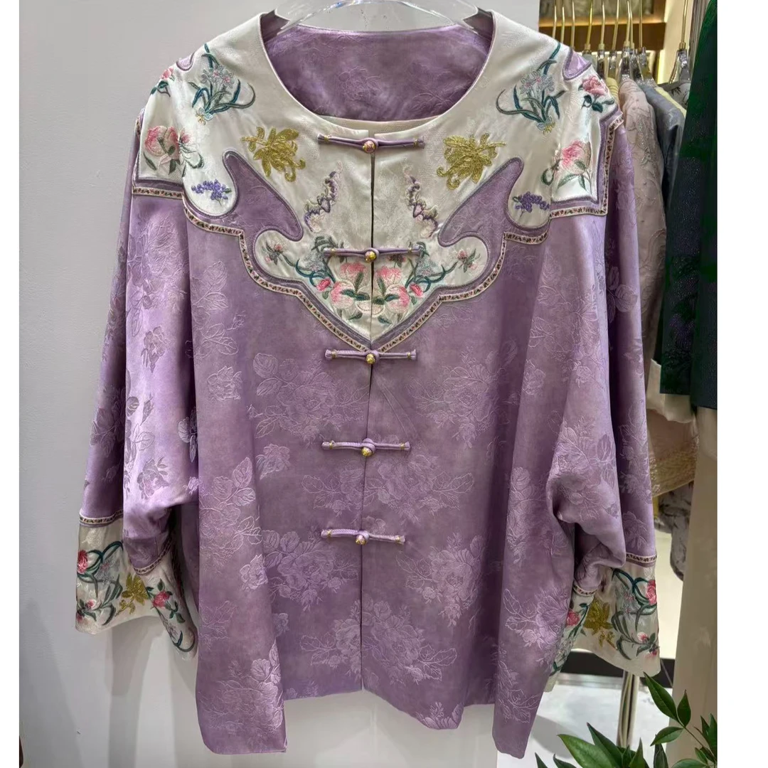 新中式刺绣宽松禅意圆领秋季上衣