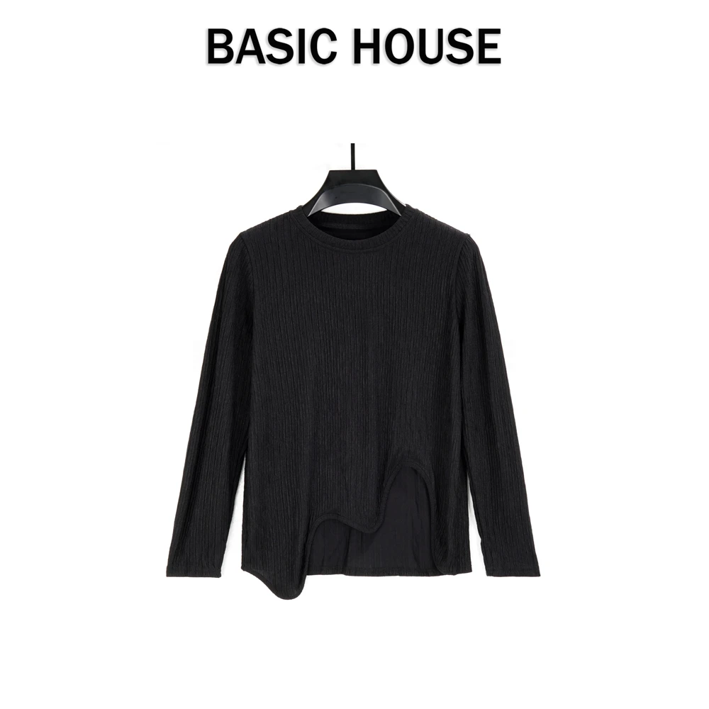 Basic House/百家好百家号春夏新款百搭圆领舒适纯色T恤上衣法式