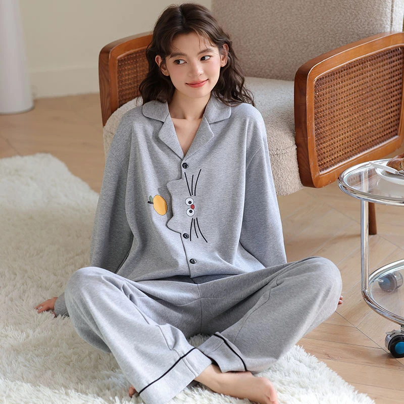 春秋季爆款纯棉卡通睡衣女款2025新款全棉长袖长裤学生家居服套装