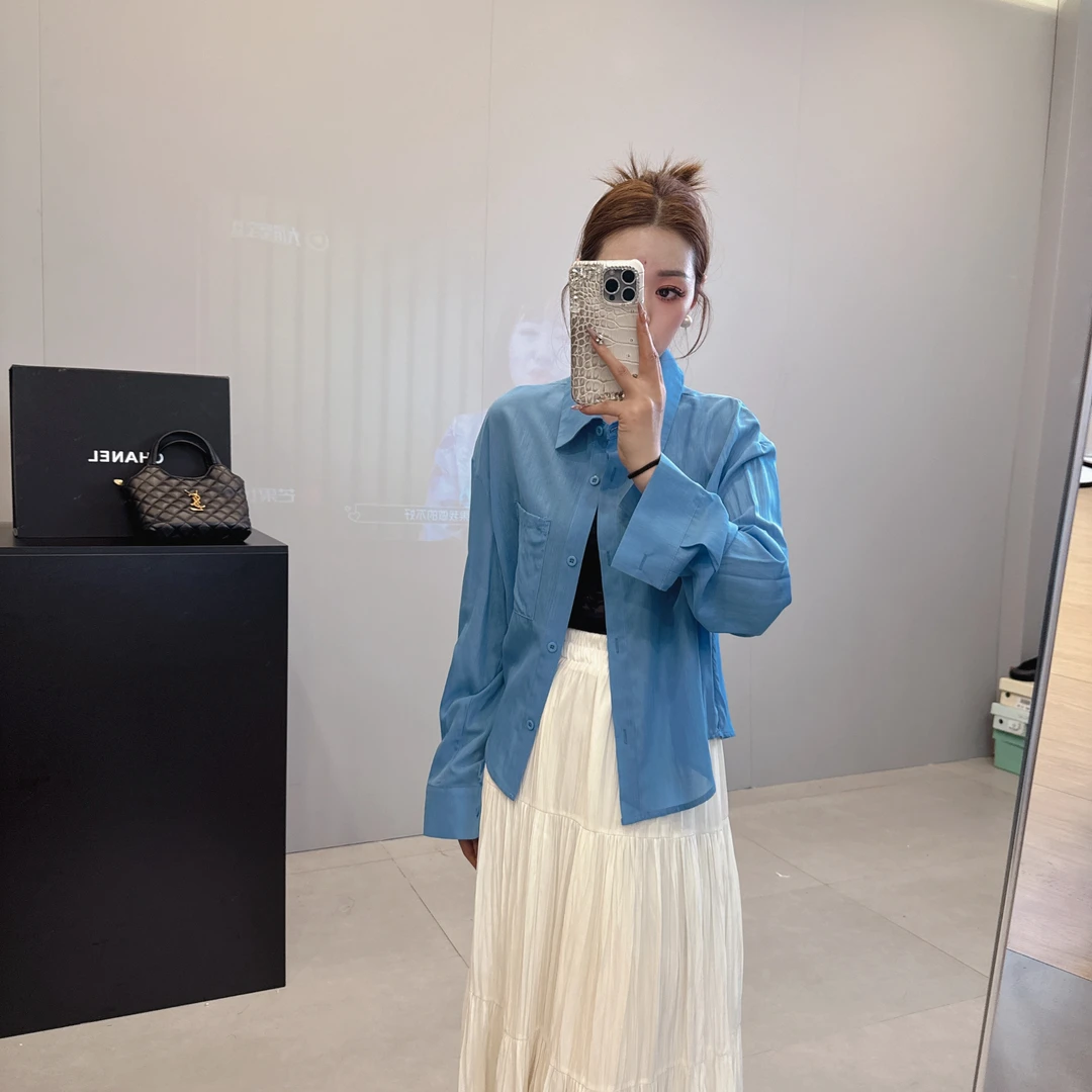 韩版东大门净面西装领大口袋时尚休闲长袖衬衣