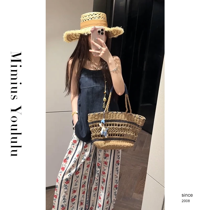 【mimius】U 韩系松弛感休闲独特牛仔吊带+长裤 G05216