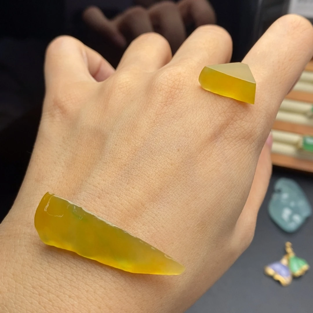 定制翡翠未镶嵌    高品质冰黄翡